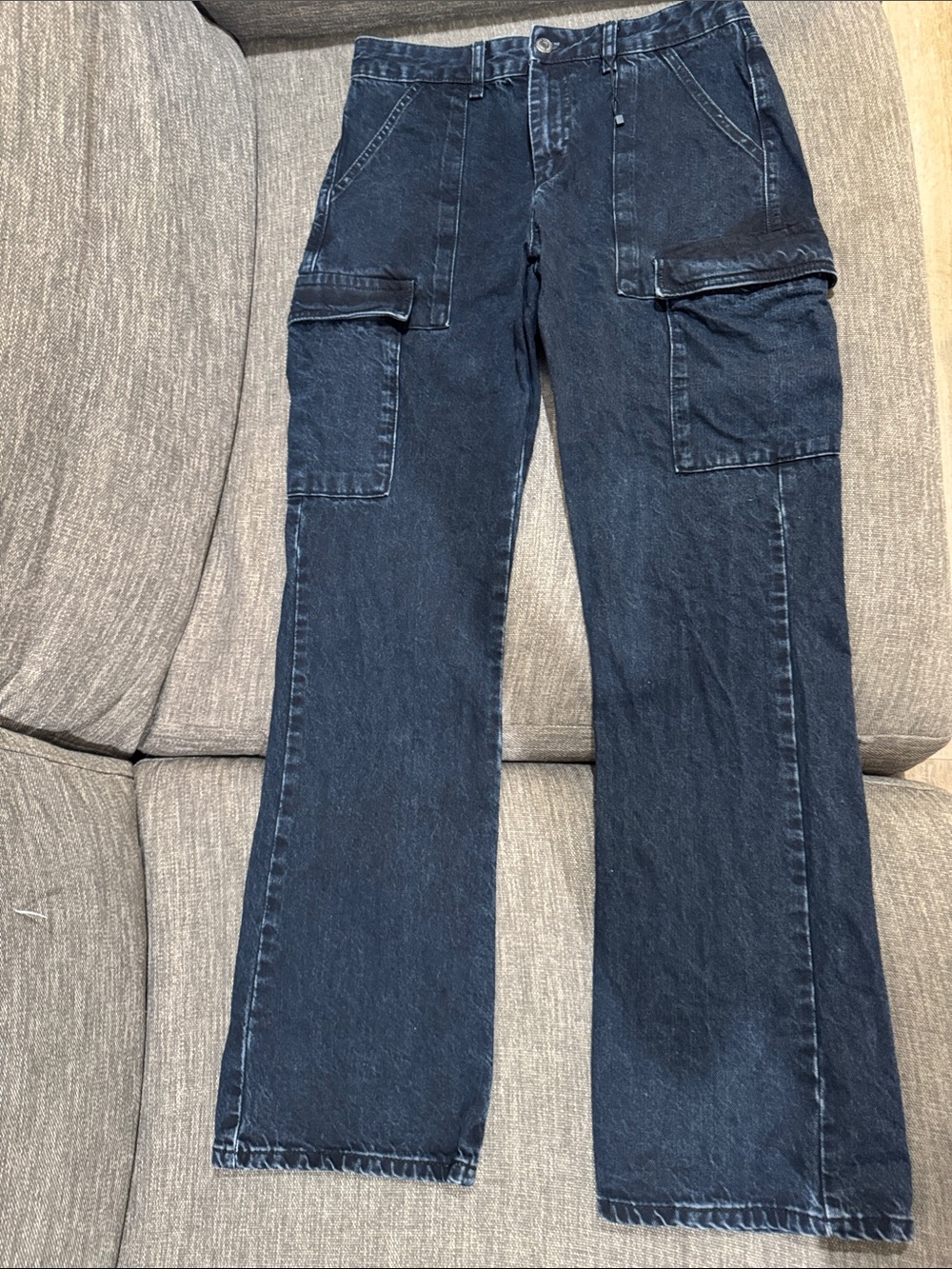 NEVER USED. Dark Blue Women's Cargo Jeans - Classic Straight Leg